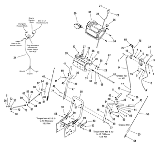 Handles And Controls Group Diagram and Parts List for 1695442-LP1695442-1130SE 2008 Briggs and Stratton Snow Blower